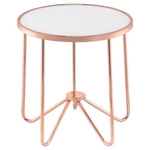 End Table Frosted Rose Gold, Frosted Glass & Pink Gold