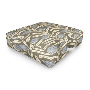 Alisa Galitsyna Bellflower Pattern Cream Olive Outdoor Floor Cushion - Deny Designs - 1 of 2