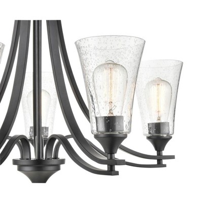 Natalie Rubbed Bronze 5-Light Chandelier with Glass Shades