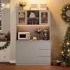 71" Pantry Cabinet with Charging Station,Tall Kitchen Pantry Storage Cabinet with Led Lights,Kitchen Hutch  for Dining Room, Living Room - 2 of 4