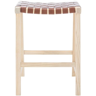 Abreu Airy Contemporary Cognac Leather Counter Stool