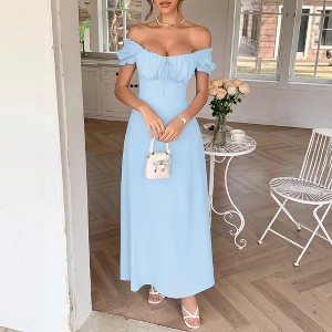 knee length dresses for ladies One-Shoulder A-Line Midi Party Dress White / 0 main image 0
