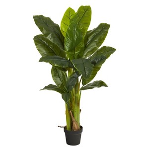 HomeStock  4 ft. Artificial Banana Tree in Pot for Indoor/Outdoor - 1 of 4
