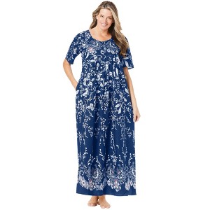 Only Necessities Women's Plus Size Petite Bib Front Lounger - 1 of 4
