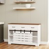 KWPZQEB Farmhouse Sideboard, Buffet Storage Cabinet with 3 Drawers & 2 Sliding Barn Doors, Coffee Bar Station Table for Kitchen, Living Room, White - 3 of 4