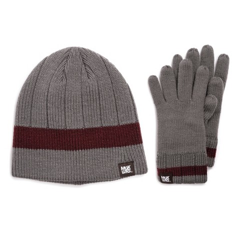 Muk Luks Men's Beanie And Glove Set-shadow/chianti Os : Target