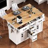 ELJGET Kitchen Island with Storage Rolling Kitchen Cart with Power Outlet Storage Cart with 4 Doors, 5 Deep Drawers & Adjustable Shelves - 2 of 4
