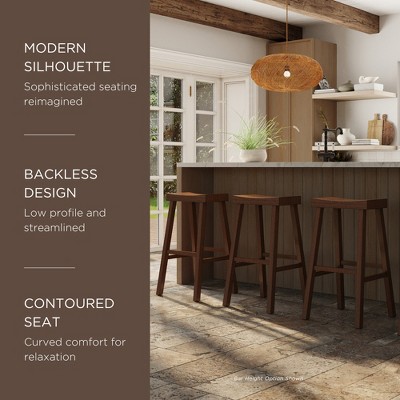 Antiqued Natural Wooden Saddle Counter Stool