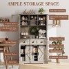 72" Kitchen Pantry Storage Cabinet with Hutch and Sliding Barn Door, Farmhouse Tall Buffet Cabinet with Drawers - 3 of 4
