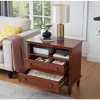 28.30"Open Space and 2 Drawers Dresser Nightstand with Charging Station, Farmhouse End Table with USB Ports and Outlets,Walnut - 4 of 4