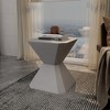 LeisureMod Modern Side Table Round Fiberstone Night Stand Marble Design Geometric Accent Table Azure Series - image 2 of 4