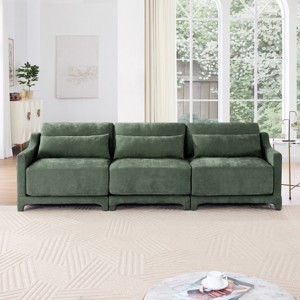 105" Modern 3-Seater Couch, Chenille Fabric Sofa with Elegant Armrests and Lumbar Pillow for Apartment or Hotel – Cuddlewood - 1 of 4