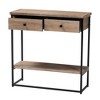 Silas Wood and Metal 2 Drawer Console Table Natural Brown/Black - Baxton Studio - 3 of 4