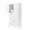 Resenkos Retro Multi-Functional Storage Cabinet with Adjustable Shelves, 3 Drawers, and 3 Enclosed Compartments, White - 4 of 4