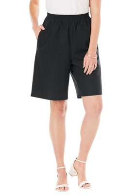 Jessica London Women's Plus Size Linen Short - 28 W, Black : Target