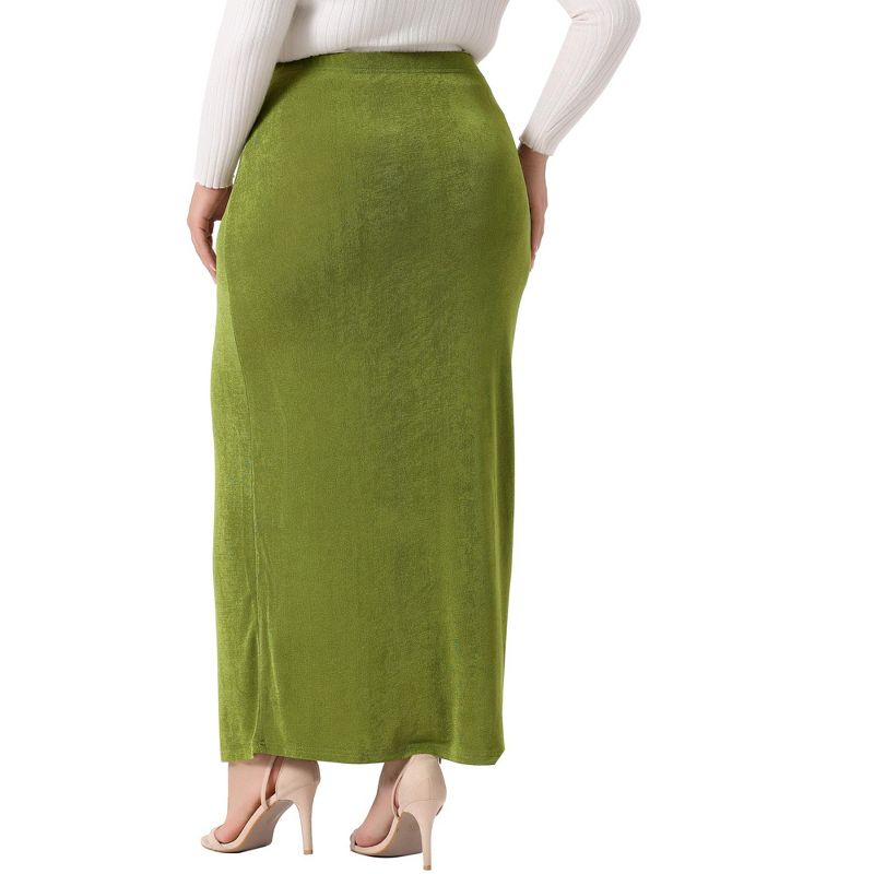Agnes Orinda Women's Plus Size High Waist Stretch Elegant Maxi Long Casual Bodycon Skirts, 4 of 6