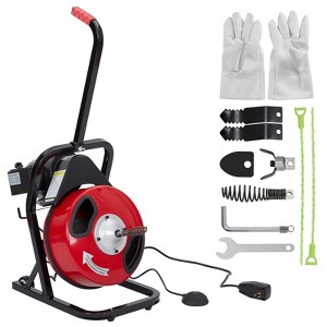 Drain Cleaner Machine, Portable Auto Feed Sewer Snake Auger on Wheels, Drain Cleaning Machine with 4 Cutters & Air-Activated Foot Switch - 1 of 4