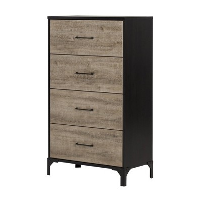 Valet Vertical Dresser Weathered Oak and Black - South Shore