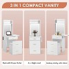 Small Vanity Desk with Mirror and Light, Dressing Table with Charging Station & Fold-up Panel for Small Space - 3 of 4