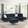 102'' Chenille Sectional Sofa with Reversible Chaise, Storage Ottoman, Metal Legs, Copper Nails, and Two White Pillows - 2 of 4
