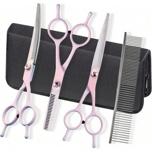 BABYYER Dog Grooming Scissors Kit, Professional Dog Trimming Scissors Set, Hair Cutting Curved Thinning Shears for Pet Cat at Home - 1 of 4