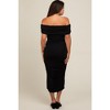PinkBlush Black Off Shoulder Ruched Maternity Midi Dress - 4 of 4