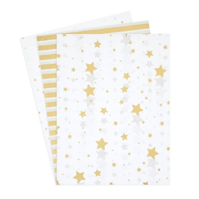 Sparkle and Bash 60 Sheet Gold Wrapping Tissue Paper Bulk for Gift Bags, 3 Decorative Colors