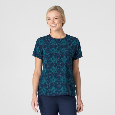 Wink Fashion Prints Women's Round Neck Tuck-In Scrub Top