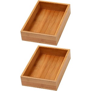 YBM HOME Bamboo Drawer Organizer Storage Box for Kitchen Drawer, Junk Drawer, Office, Bedroom, Children Room, Craft, Sewing, and Bathroom, Pack of 2 - 1 of 4