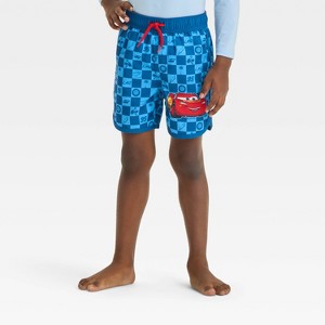Toddler Boys' Cars Swim Shorts - Blue - 1 of 3