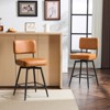 Karl Home Set Of 2 Black PU Leather And Curved Wood Back Bar Stools, Iron Base, Swivel - 3 of 4
