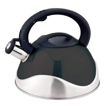 J&V TEXTILES Stainless Steel Whistling Tea Kettle, 3.0 Liter (Black)