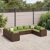 vidaXL 9 Piece Patio Lounge Set - Brown Poly Rattan Outdoor Furniture with Cushions - Modular Design for Garden/Terrace - 2 of 4