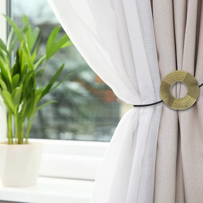 Evideco French Home Goods Magnetic Curtain Tiebacks with Engraved Metal Ring Design – Easy to Use, No Installation Needed