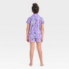 Girls' Disney Princess Button-Up Pajama Set - Purple - 2 of 4