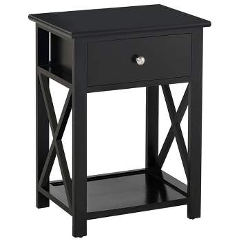 HOMCOM 22” Traditional Wood Accent End Table With Storage Drawer for Living Room or Bedroom