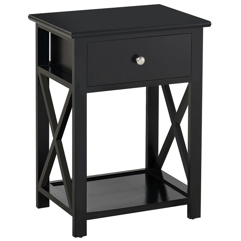 HOMCOM 22” Traditional Wood Accent End Table With Storage Drawer for Living Room or Bedroom, 1 of 7