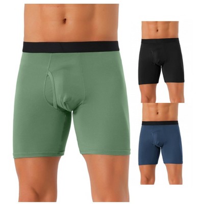 INSPIRE CHIC Men's 3 Pack Solid Color Soft Stretch Open-fly Basic Boxer Briefs