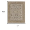 Ivory Gray and Tan Wool Oriental Hand Knotted Area Rug With Fringe - 3 of 4