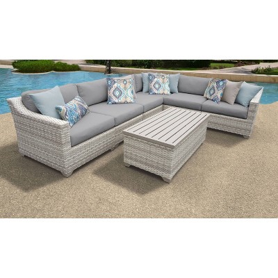 Fairmont 7pc Patio Sectional Seating Set with Cushions - Gray - TK Classics