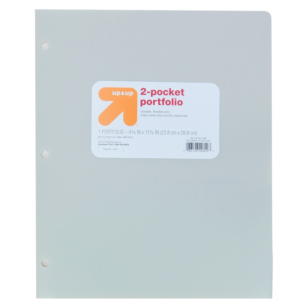 2 Pocket Plastic Folder Gray - Up&Up was $0.75 now $0.5 (33.0% off)