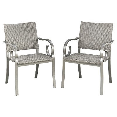 Capri 2pk All-Weather Wicker Patio Arm Chairs - Gray - Home Styles