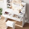 Vanity Desk with Mirror and Lights, Makeup Vanity Set with Cushioned Stool, Power Outlet, 6 Storage Shelves, 2 Large Drawers - 2 of 4