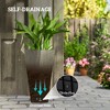 Aghana Digitals 3-Pack 28" Grey Square PP Plastic Planters with Drainage Plug, UV-Resistant Indoor - 4 of 4