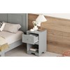 Okak Elegant Wooden Nightstand Dresser with Drawer and Open Shelf, Storage Bedside Table with Metal Handles for Bedroom Living Room Entryway, Gray - 3 of 4