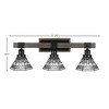 Toltec Lighting Tacoma 3 - Light Vanity in  Black/Painted Wood with 7" Pewter Art Glass Shade - 2 of 2
