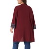 Agnes Orinda Women's Plus Size Contrast Placket Sleeves Knit Open Front Cardigans - 4 of 4