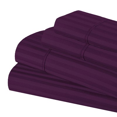 300 Thread Count Cotton Stripe Deep Pocket Luxury Bed Sheet Set by Blue Nile Mills