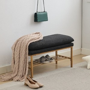NicBex Modern Bench with Shelf,Linen Shoe Bench with Metal Legs for Bedroom,Living Room,Entryway - 1 of 4