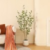 DR.Planzen 5-7FT Faux Eucalyptus Tree with Oval White Planter, Pre Potted Artificial Eucalyptus Tree for Home Decor - 2 of 4